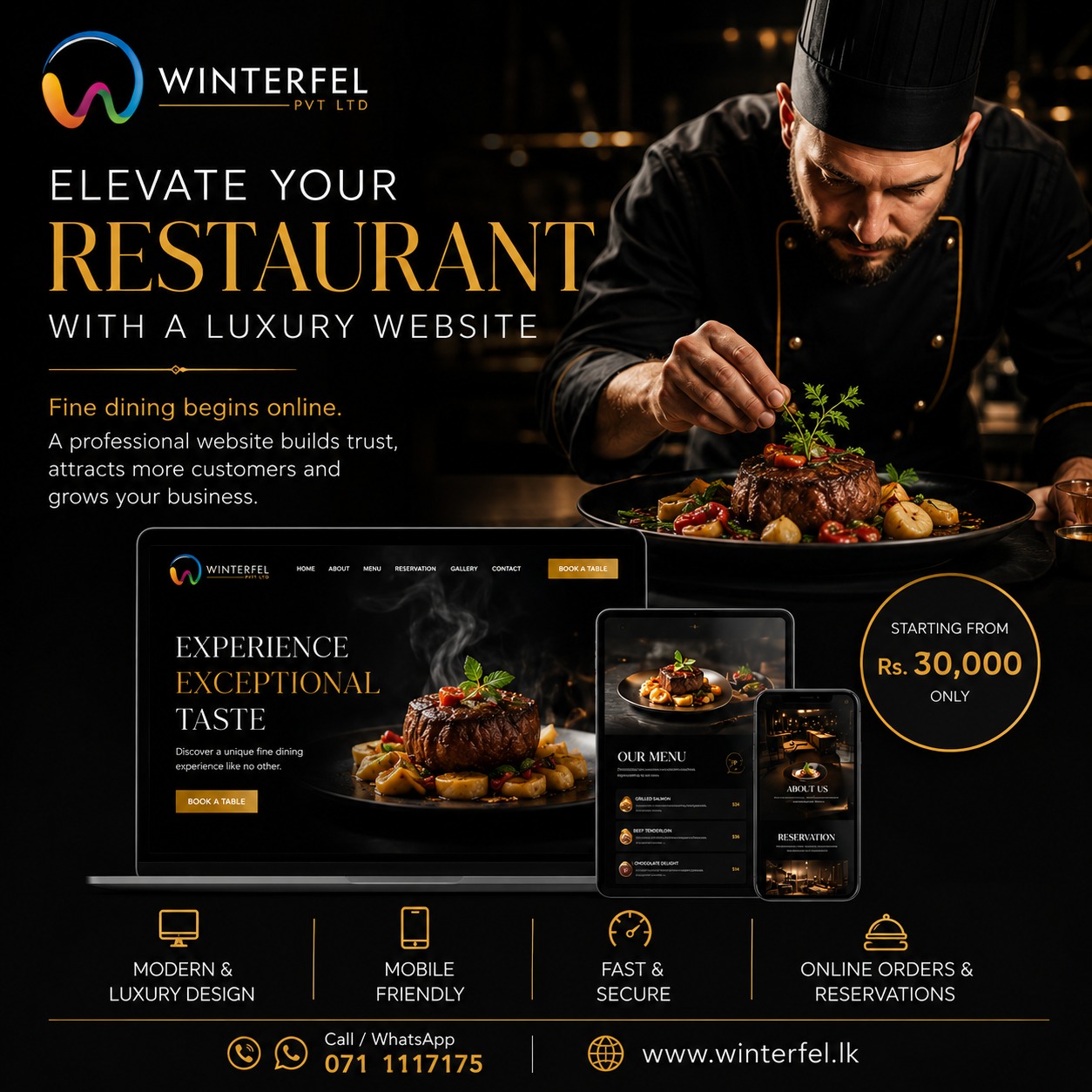 Luxury Restaurant Website Offer – LKR 10,000 OFF