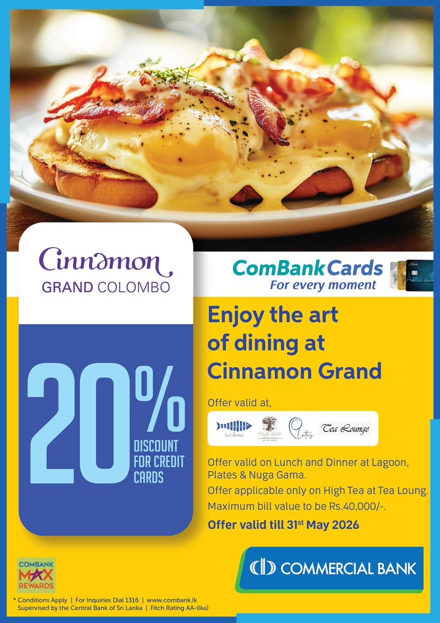 Enjoy the art of dining at Cinnamon Grand Colombo with ComBank Credit Cards